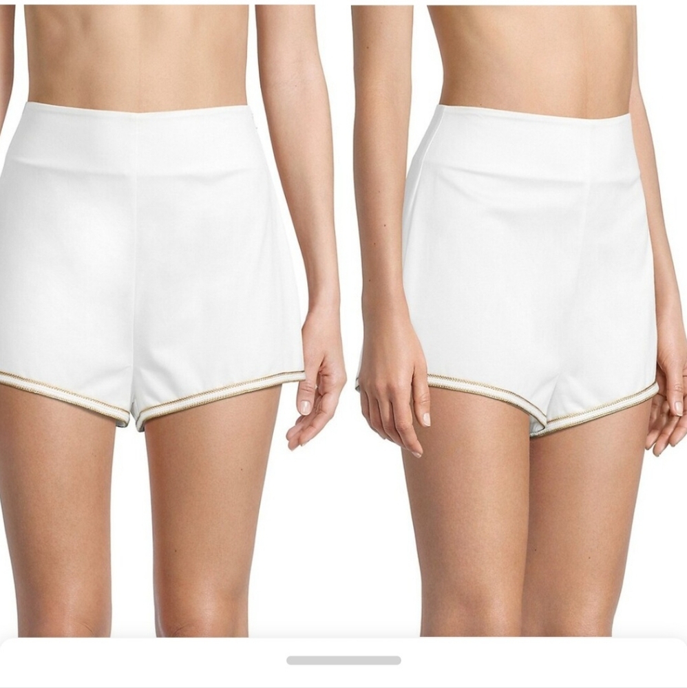 My Beachy Side White Bridgette Gold Piped Shorts Size Large NWT! - Picture 3 of 11